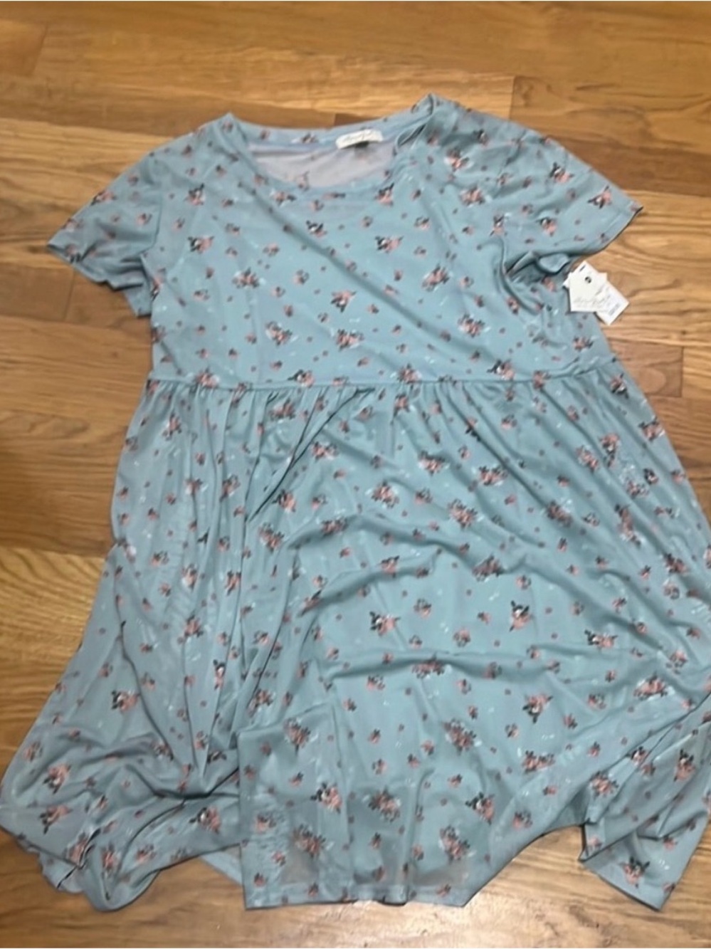 Ultra Flirt Light Blue Floral Short Sleeve Dress